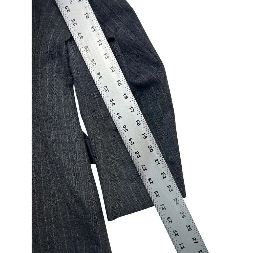 vtg 70s Gray Pinstripe 40S 36x30 USA Made 2pc Pant Suit Wool Retro Classic